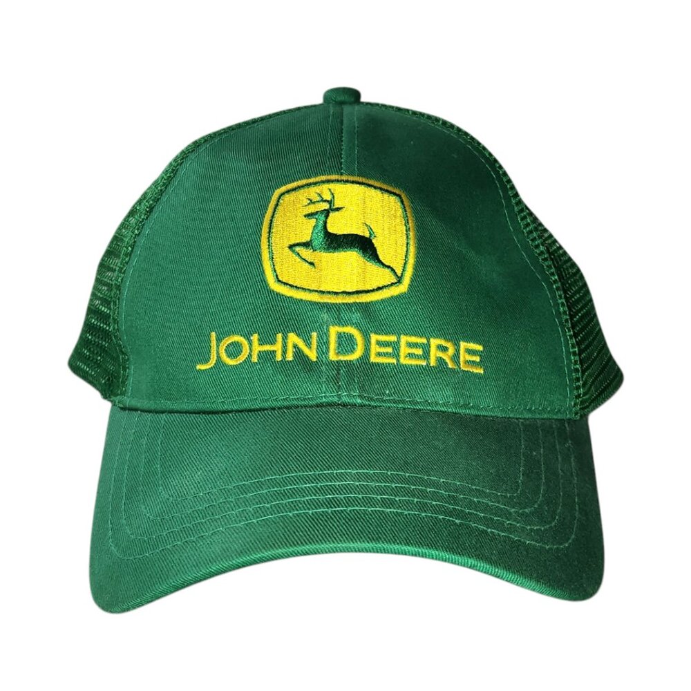 Vintage John Deere Trucker Hat Cap Cary Francis Group One Size Snapback Green